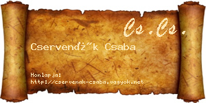 Cservenák Csaba névjegykártya